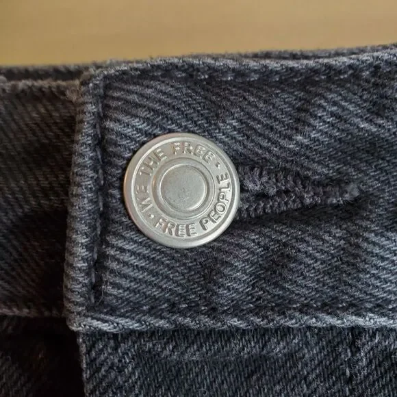 Free People Good Times Frayed Black Denin Jean Shorts - Picture 6 of 10